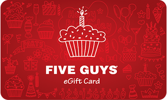 Five Guys Text With Cupcake and Candle