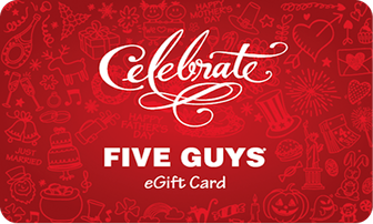 Five Guys Text with Celbrate Above