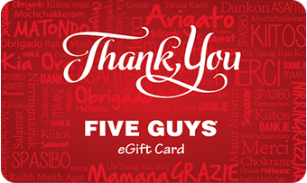 Five Guys Text With Thank You Above