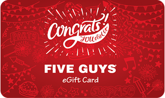 Five Guys Text with Congrats You Did It Above