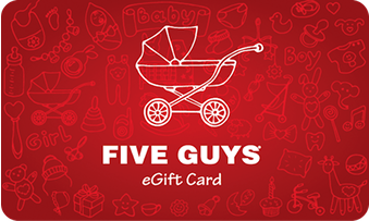 Five Guys Text with Baby Stroller Image