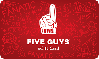 Five Guys Text with #1 Fan Image